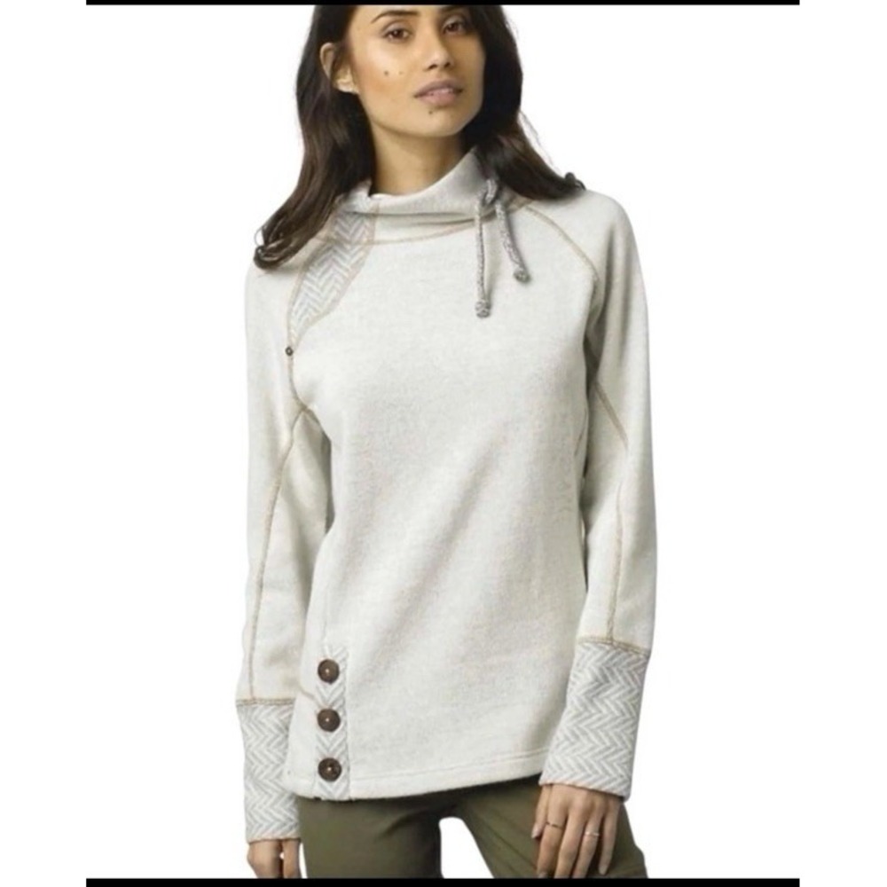 Prana Lucia Cowl Neck Sweater Recycled Wool Cozy Sporty Active Hiking Outdoor L